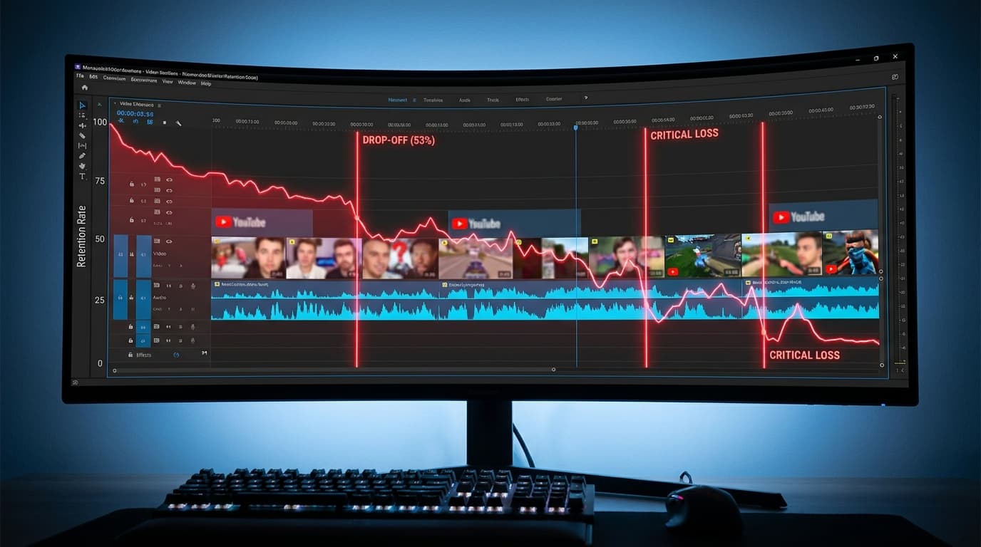 Video editing timeline with retention curve overlay